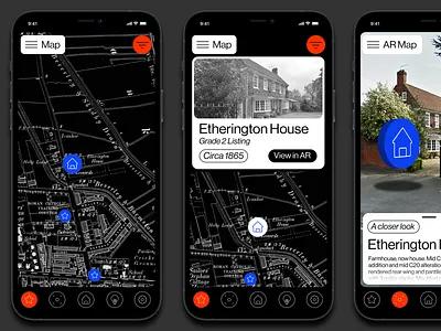 History AR app app design application concept grid minimal type ui