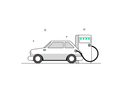 Electric Car-2 black car color colors electric car flat flat illustration fuel fuel station green illustration illustrator line line art line illustration minimal minimalist product illustration vector