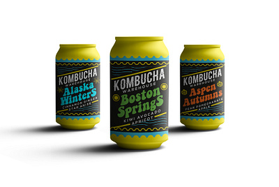 Kombucha Warehouse : Label Design branding communication design fun graphic design illustration kombucha packaging label design logo packaging packaging design print packaging product label design seasons vector youth