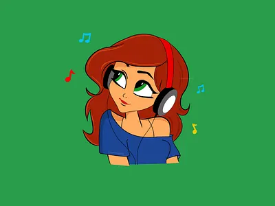 A cute girl cartoon listening music adobe illustrator cc art artwork cartooning clean illustration cute girl headphones illustration illustration art illustrator music vector