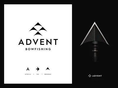 Archery logo concept archery arrow black and white bowfishing bowhunting branding broadhead hunting identity logo design logotype mark typography unfold
