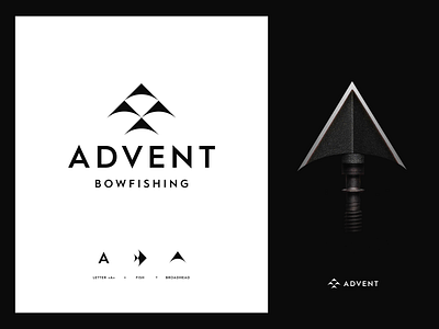 Archery logo concept archery arrow black and white bowfishing bowhunting branding broadhead hunting identity logo design logotype mark typography unfold