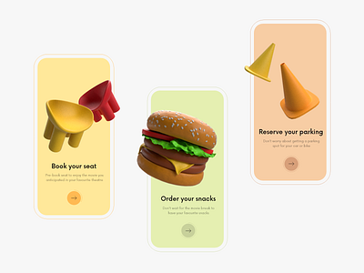 3D Onboarding Screens | Mob UI | Ticket Booking App 3d 3d art food app mobile mobile app mobile design mobile ui onboarding onboarding screen onboarding ui parking app ticket booking ui ui ux ui design ux ux design