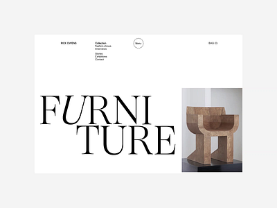 Rick Owens. Furniture animation design ui ux web