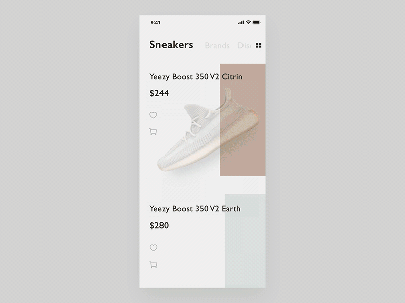 Sneakers 3d animation app art branding clear design effects iphonex shop ui ux web yeezy