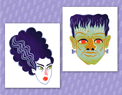 Spooky Classic Monsters bride of frankenstein classic horror classic monsters creature from the black lagoon digital art digital artwork digital illustration dribbbleweeklywarmup fangs frankenstein halloween horror illustration monsters nosferatu portraits spooky vampire wolfman