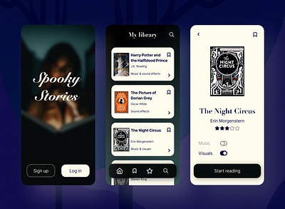 Spooky Stories adobexd books design halloween library mobile app scary ui weekly warm up