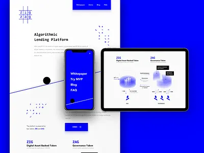 ZigZag Landing page blue fintech landing minimal