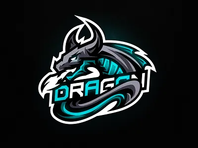 Dragon Mascot Logo angry art blue branding design dragon e sports fire gray illustration logo mascot mascot logo vector