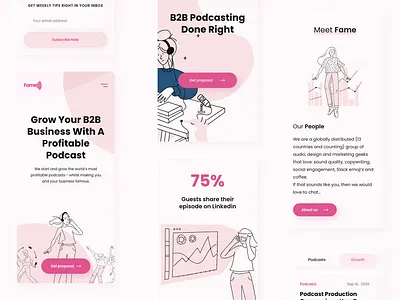 Neumorphic podcasting website UI Design adobe xd blue brand branding character clean design flat illustration logo mobile neumorphic neumorphism pink podcast ui ux web website
