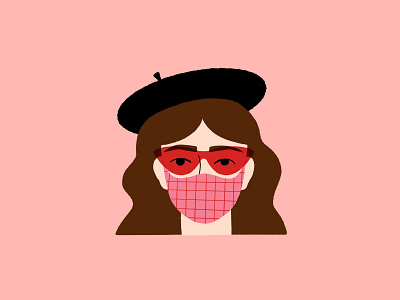 Vectober 26 // Hide beret covid feminine illustration inktober mask pink procreate procreate art sketch texture vectober vintage wear a mask woman