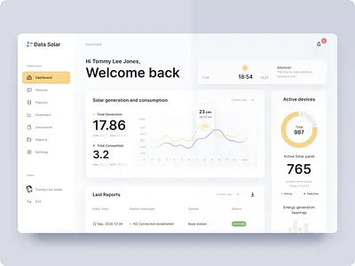 Solar Energy Dashboard concept dribble ui web