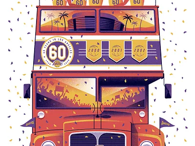 L.A. Lakers NBA Champions Poster bus dan kuhlken dkng dkng studios double decker double decker bus lakers los angeles nathan goldman poster texture vector