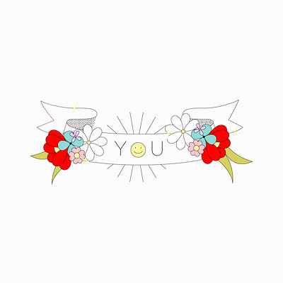 YOU drawing floral flowers flowers illustration happy face illustration illustrator own ribbon shine ui vectorart voice yourself