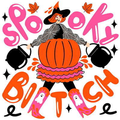 Spooky campaign character design colour colourful design falls fashion illustration female halloween illustration illustrator positive spooky spooky season vector witch