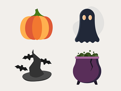 Spooky Season Starter Pack cauldron custom icon design dribbbleweeklywarmup flat flat design halloween halloween design icon icon design icon set icons illustration pumpkin spooky season weeklywarmup