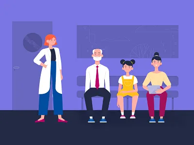 Sala de espera animation colorful design explainer video illustration vector