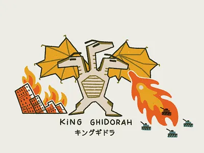 King Ghidorah comic dragon godzilla illustration king ghidorah retro