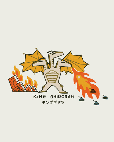 King Ghidorah comic dragon godzilla illustration king ghidorah retro