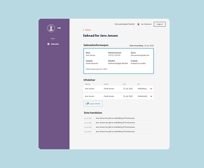 Søknadsbehandling for PhD-søknader case handling dashboard søknadsbehandling