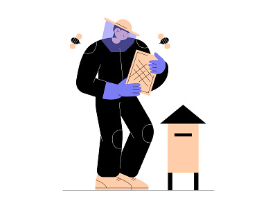 Vectober 26: Hide art bee character flat hide honey illustration illustrator inktober2020 minimal vectober2020 vector