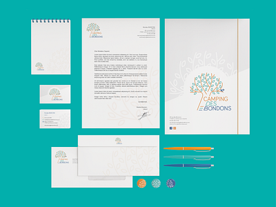 Branding - Camping des Bondons bird brand brand design brand identity branding camp camping design forest graphic graphic design land logo logo design logotype nature papeterie travel tree