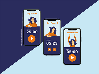 Daily UI 014 - Countdown timer app countdown counter dailyui dailyui014 dailyuichallenge figma focus illustration illustrator pomodoro ui userinterface