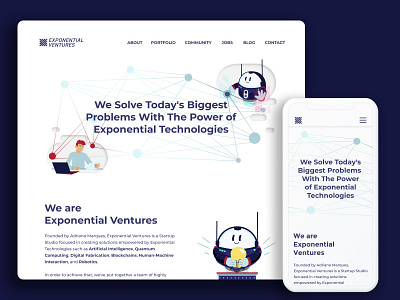 Exponential Ventures Website and Illustrations branding design illustration landing page design landing page ui logo typography ui