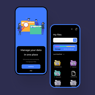 File manager app branding design file file manager illustration minimal ui