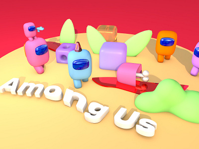 Among Us 3d art animation branding design illustration minimal web ілюстрація