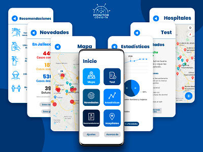 Monitor Covid-19 / App app appdesign appdesigner colors design icons interface minimal ui ux