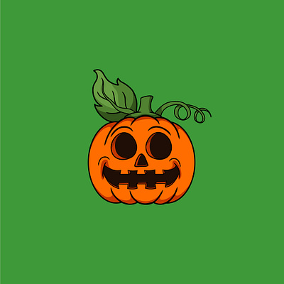 Pumpkin green halloween icon illustration orange pumpkin vector