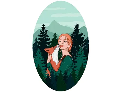 Wild gingers art character design design flat flat design forest fox ginger graphics green illustration illustrator invitation invite landscape mountain portrait poster vector wildlife