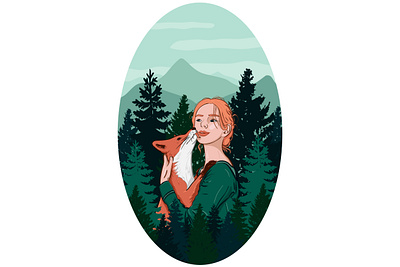 Wild gingers art character design design flat flat design forest fox ginger graphics green illustration illustrator invitation invite landscape mountain portrait poster vector wildlife