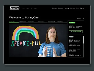 SpringOne Virtual Conference app conference event event app live platfom schedule sessions slack spring streaming tracks ui video website