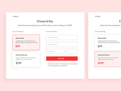 GTM | Checkout checkout form checkout page design monthly payment details payment form red saas typography ui