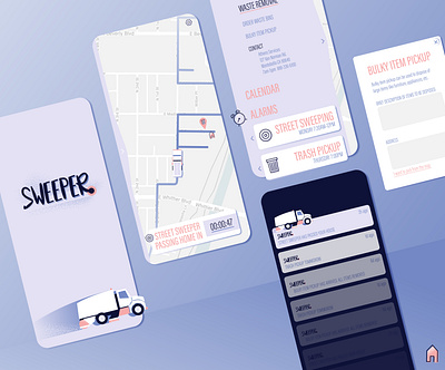Sweeper App app app design app designer calendar calendar app calendar ui map map app map ui mapping maps notice notification notifications street