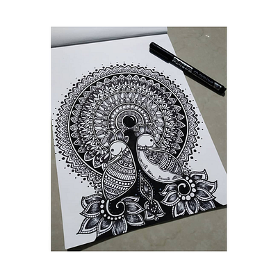 peacock mandala intricate lockdown mandala peacock sketch traditional