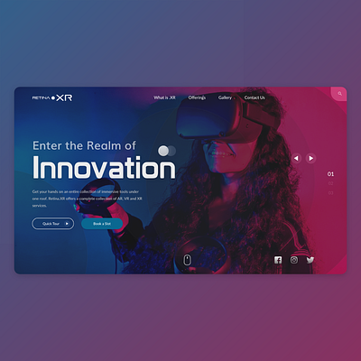 Front page for Retina.XR augmentedreality design graphicdesign oculus oculus rift ui uidesign uiux ux uxdesign uxinspiration vr