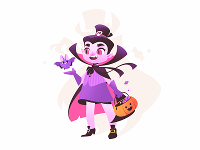 Halloween Vampire art bat character character design design flat girl character girl illustration halloween halloween design halloween illustration holiday illustration illustration art illustration for web illustrator pumpkin shakuro trick or treat vampire