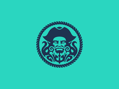 Pirate captain character design heraldic heraldry illustration logo negative space ocean pirate portrait rum shield ship vector