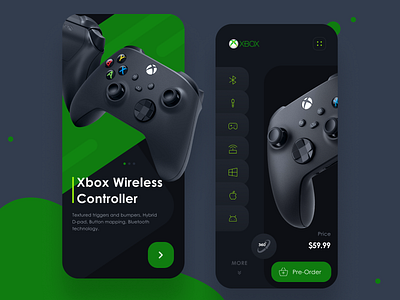 App - Xbox Wireless Controller android app application bluetooth controller gaming landing page minimal mobile app product design ui design userinterface ux design wireless xbox