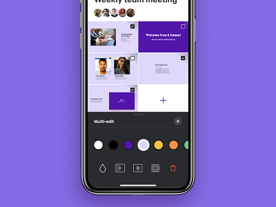 Paste by WeTransfer - Multi-edit in mobile first slide app bottom sheet color picker colorpicker creating editor modal multi edit multi select overview productivity selected toolbar