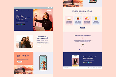 Miami Social App Landing Page Website Design adobe xd figma landing page ui mobile app ui design sketchapp social app social networking app ui design ui kit ui ux design web app web design web designer website website design 应用 应用界面 设计