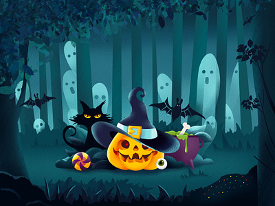 Halloween art design drawing dribbble dribbleweeklywarmup halloween illustration procreate pumpkin