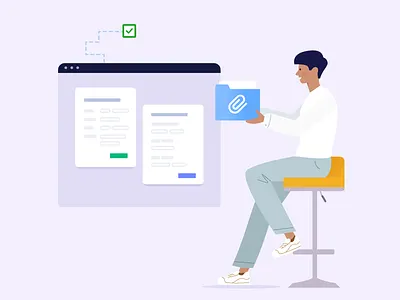 Project Management II artwork attach check collaboration design folder forms illustration jotform online project management tool upload vector workflow