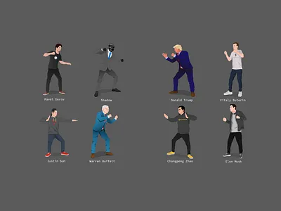 Dream team character character animation character design chinese crypto design drawing elonmusk fighting illustration space trump usa vector