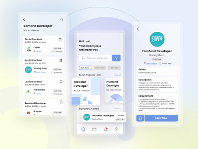 Job Finder Mobile Design app blue design figma filter finder ios job job application job finder job search mobile mobile app mobile design search ui design