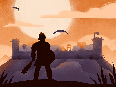 Castle castle clouds epic fort fortress illustration procreate silhouette sun warrior