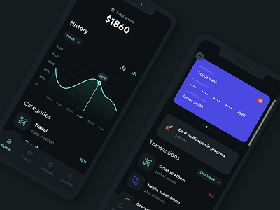 Fintech dark ui style exploration android banking dark ui fintech ios mobile ui